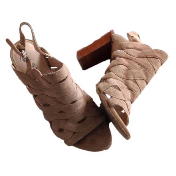 Via Spiga Suede Leather Block Heel Strappy Sandals Open Toe Strappy Pink Sz 9.5 - Picture 1 of 8